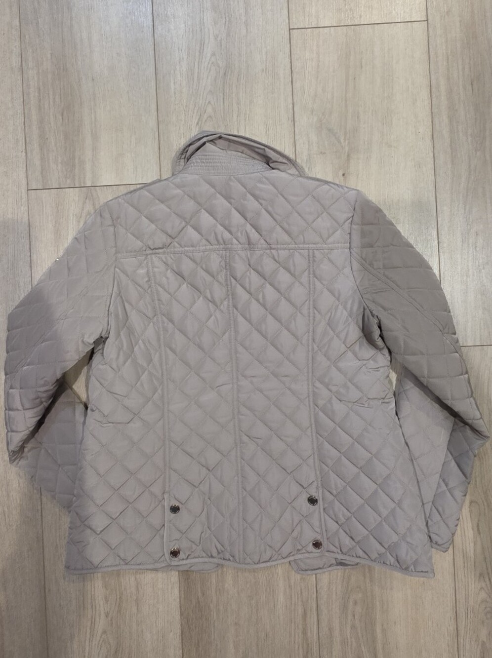 Michael Kors Quilted Puffer Jacket Women's Small Taupe Snap Zip Lightweight Coat - Picture 2 of 7